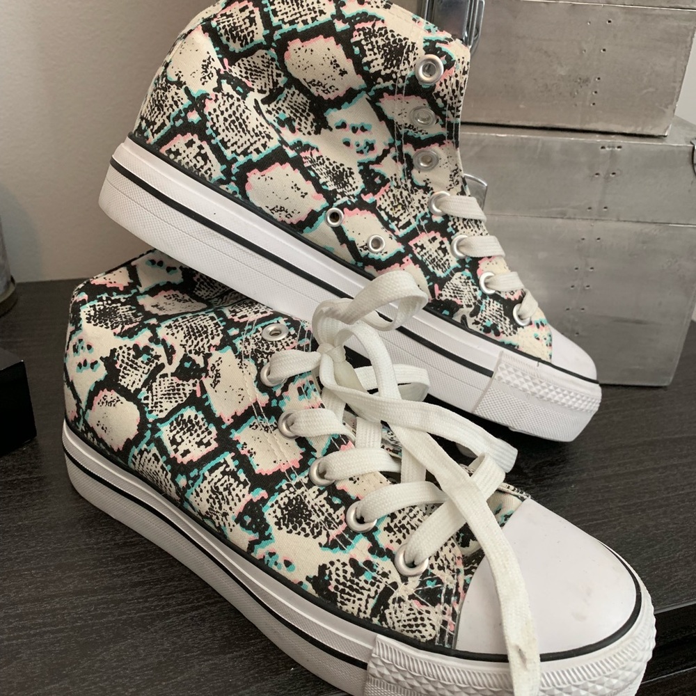 LF Snakeskin Platform High Top Sneakers